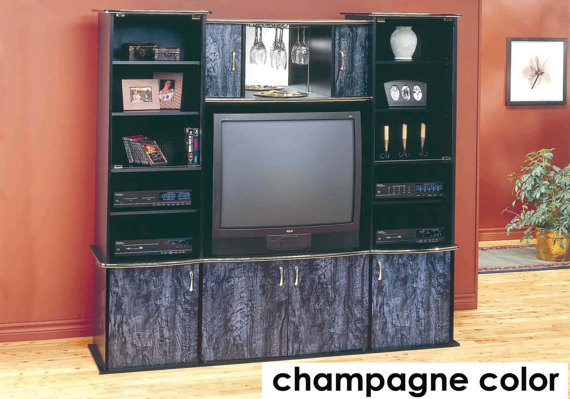 TV STAND - CHAMPAGNE / BRASS WALL UNIT