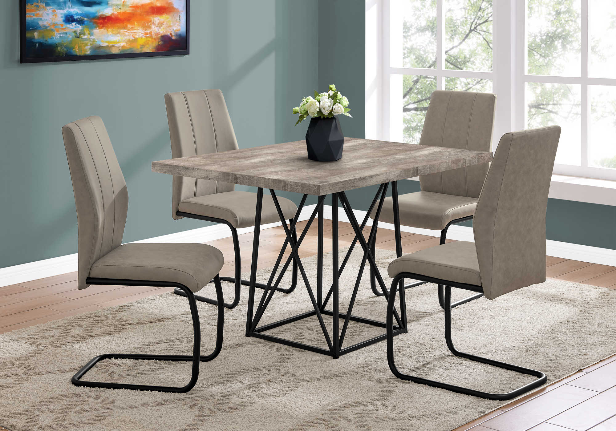 DINING TABLE - 36"X 48" / TAUPE RECLAIMED WOOD-LOOK/BLACK