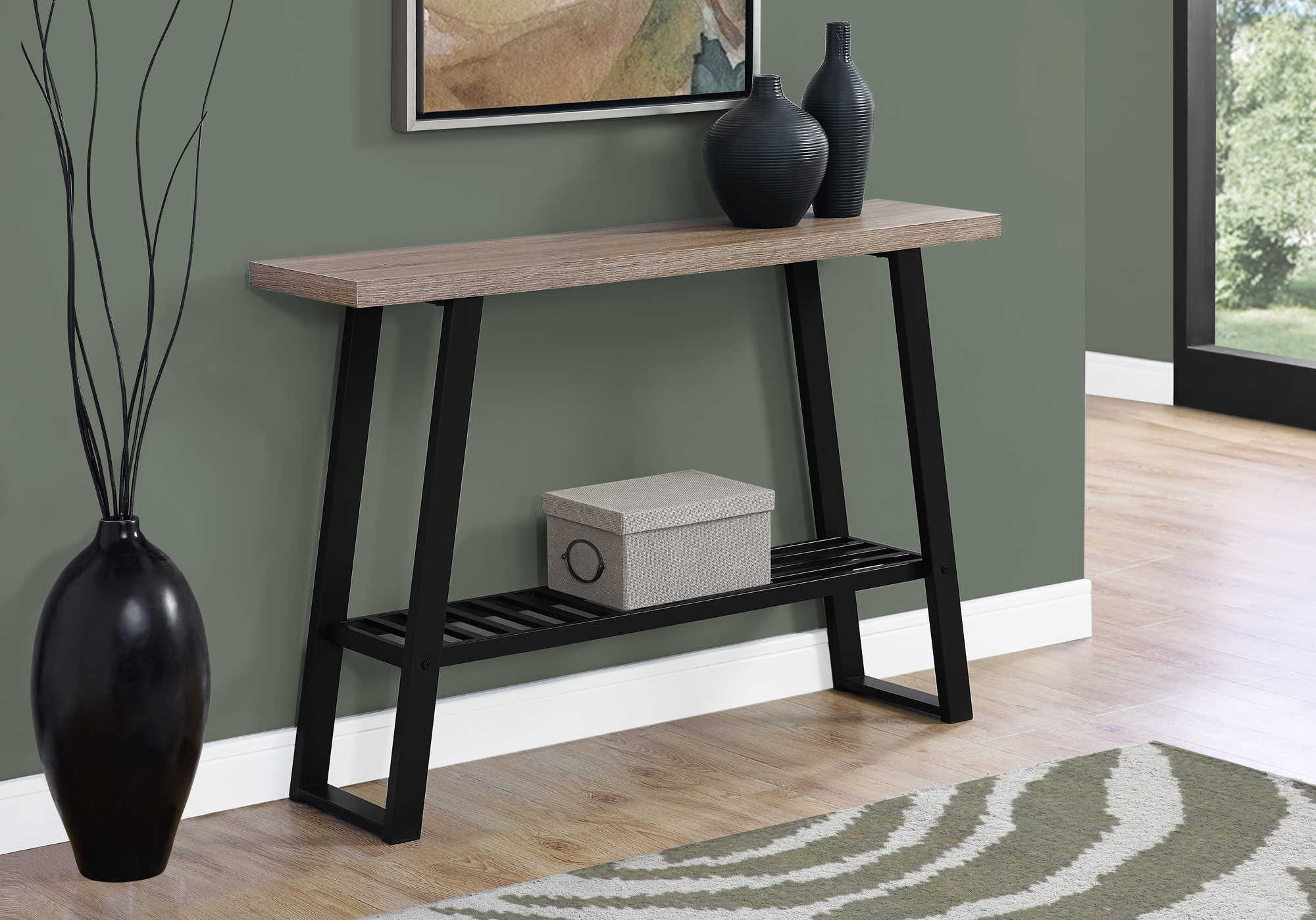 ACCENT TABLE - 48"L / DARK TAUPE / BLACK HALL CONSOLE
