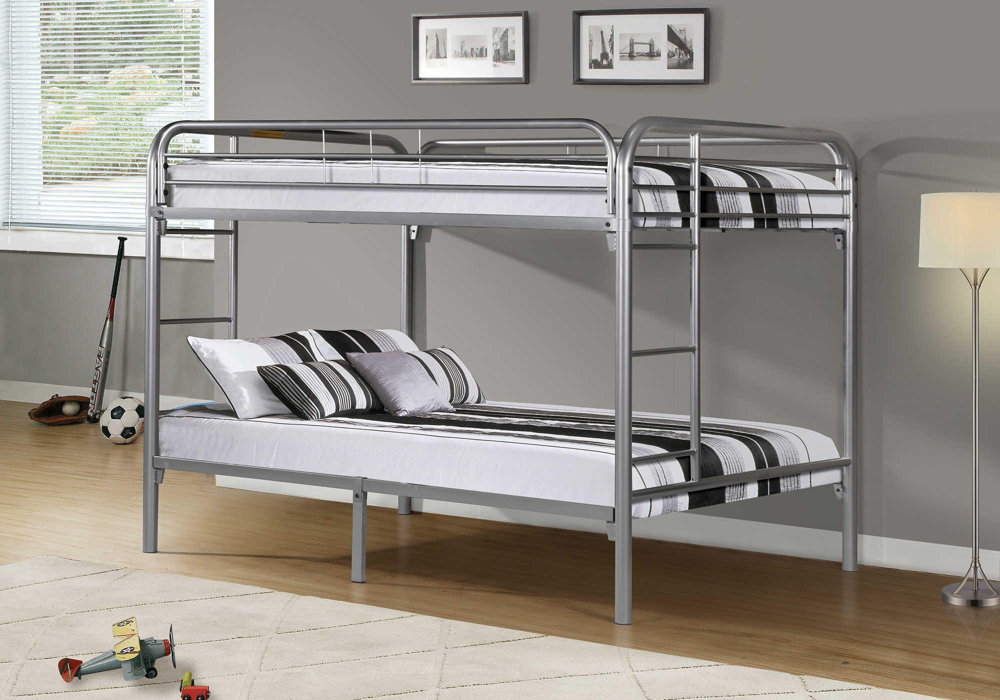 BUNK BED - FULL / FULL SIZE / SILVER METAL 