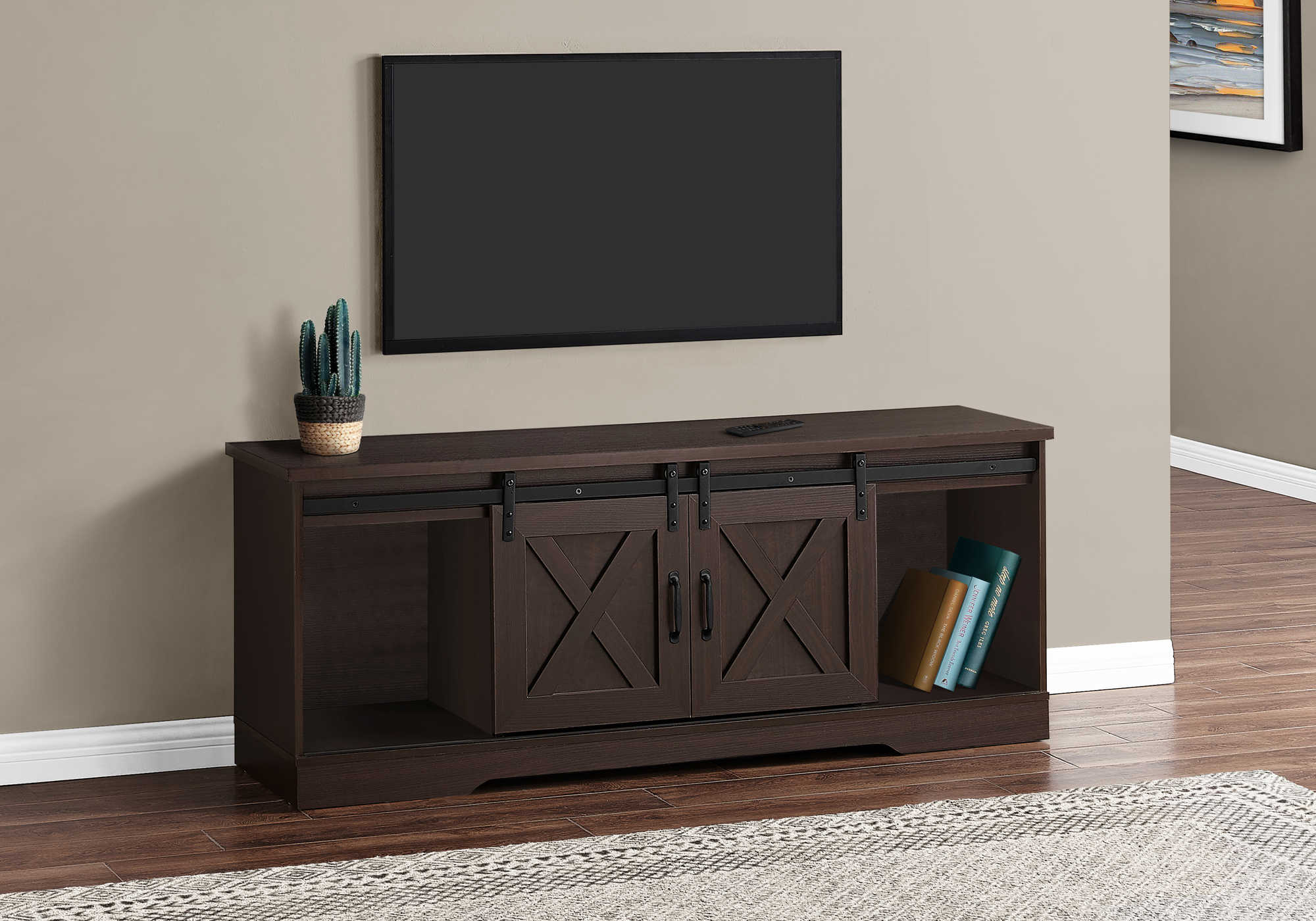 TV STAND - 60"L / ESPRESSO WITH 2 SLIDING DOORS
