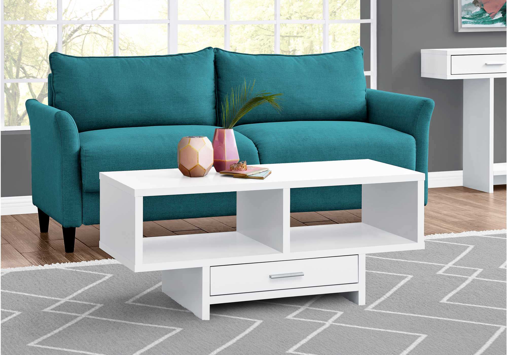COFFEE TABLE - WHITE WITH STORAGE