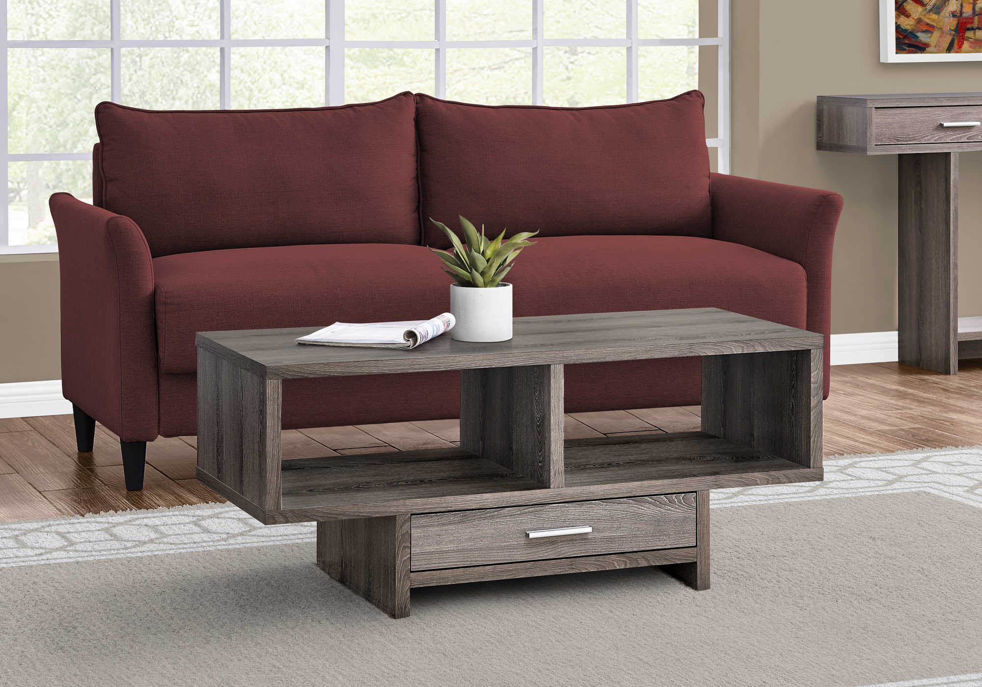 COFFEE TABLE - DARK TAUPE WITH STORAGE