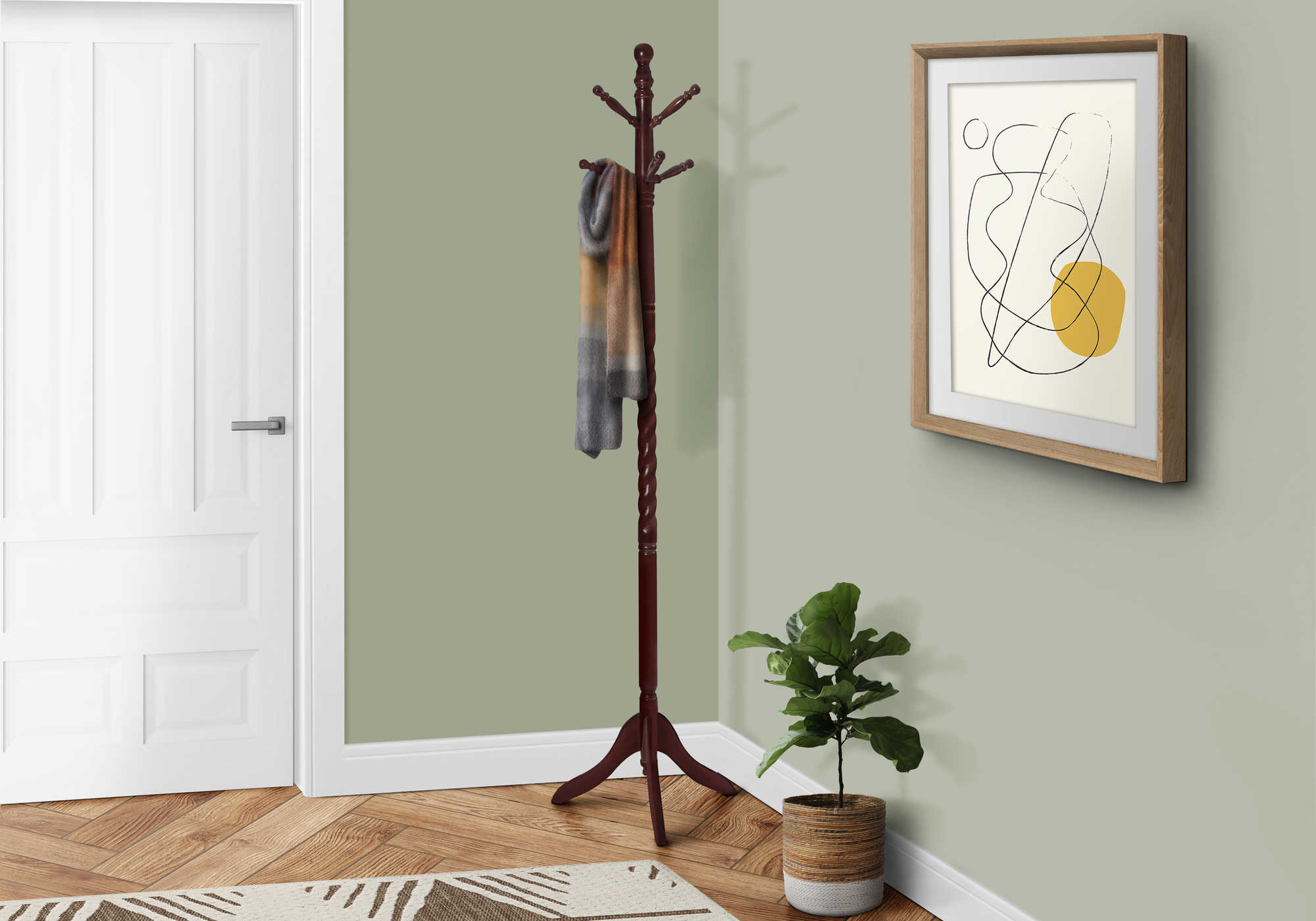 COAT RACK - 72"H / CHERRY SOLID WOOD TRADITIONAL STYLE