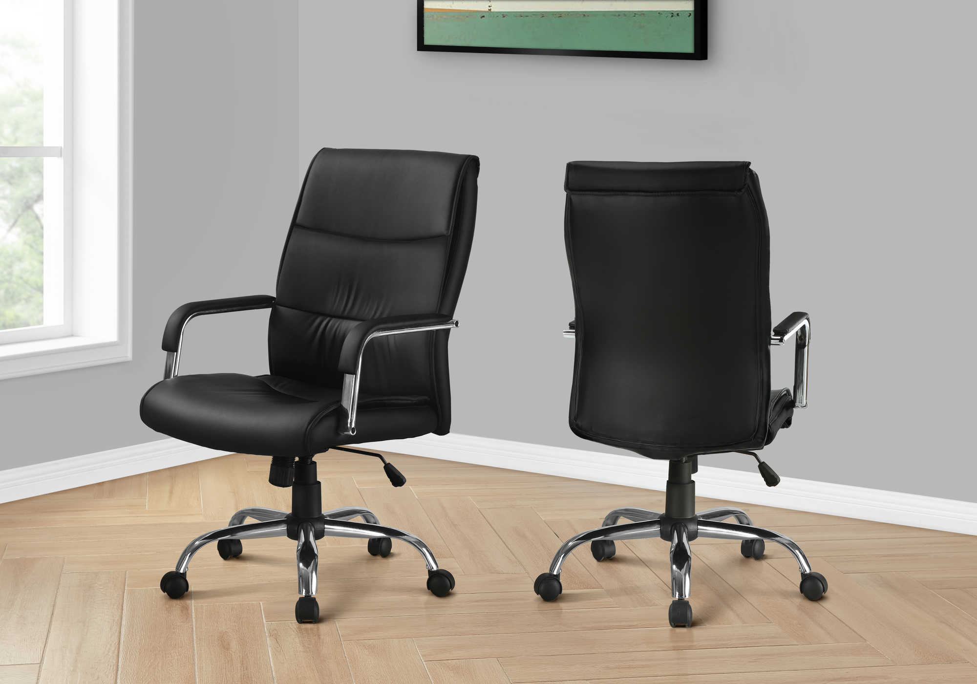 OFFICE CHAIR - BLACK LEATHER-LOOK FABRIC