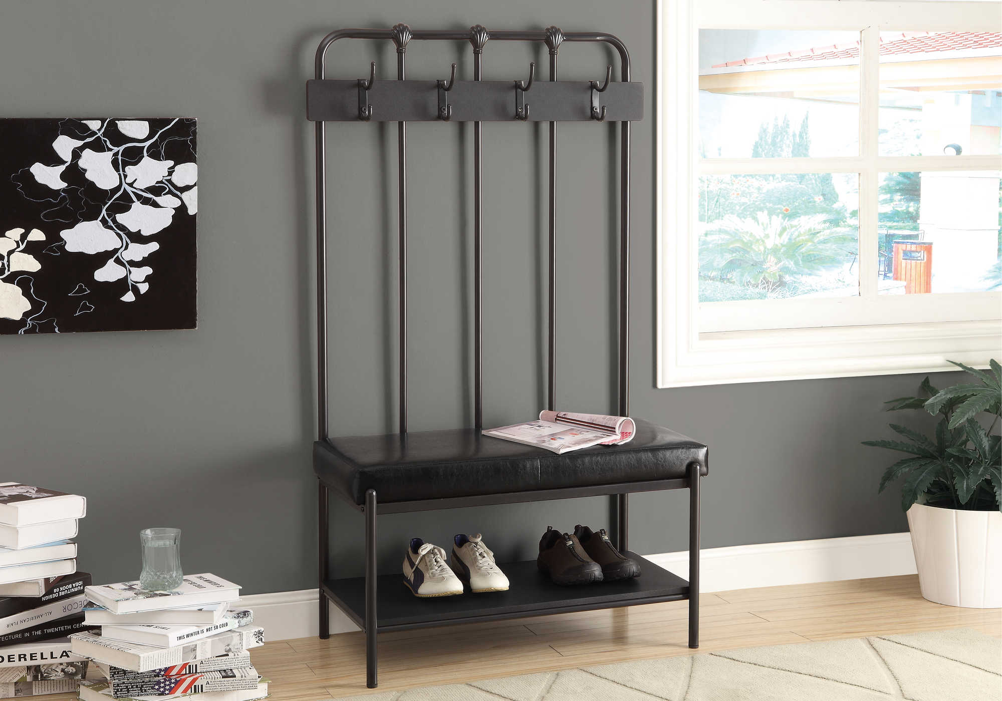 BENCH - 60"H / CHARCOAL GREY METAL HALL ENTRY