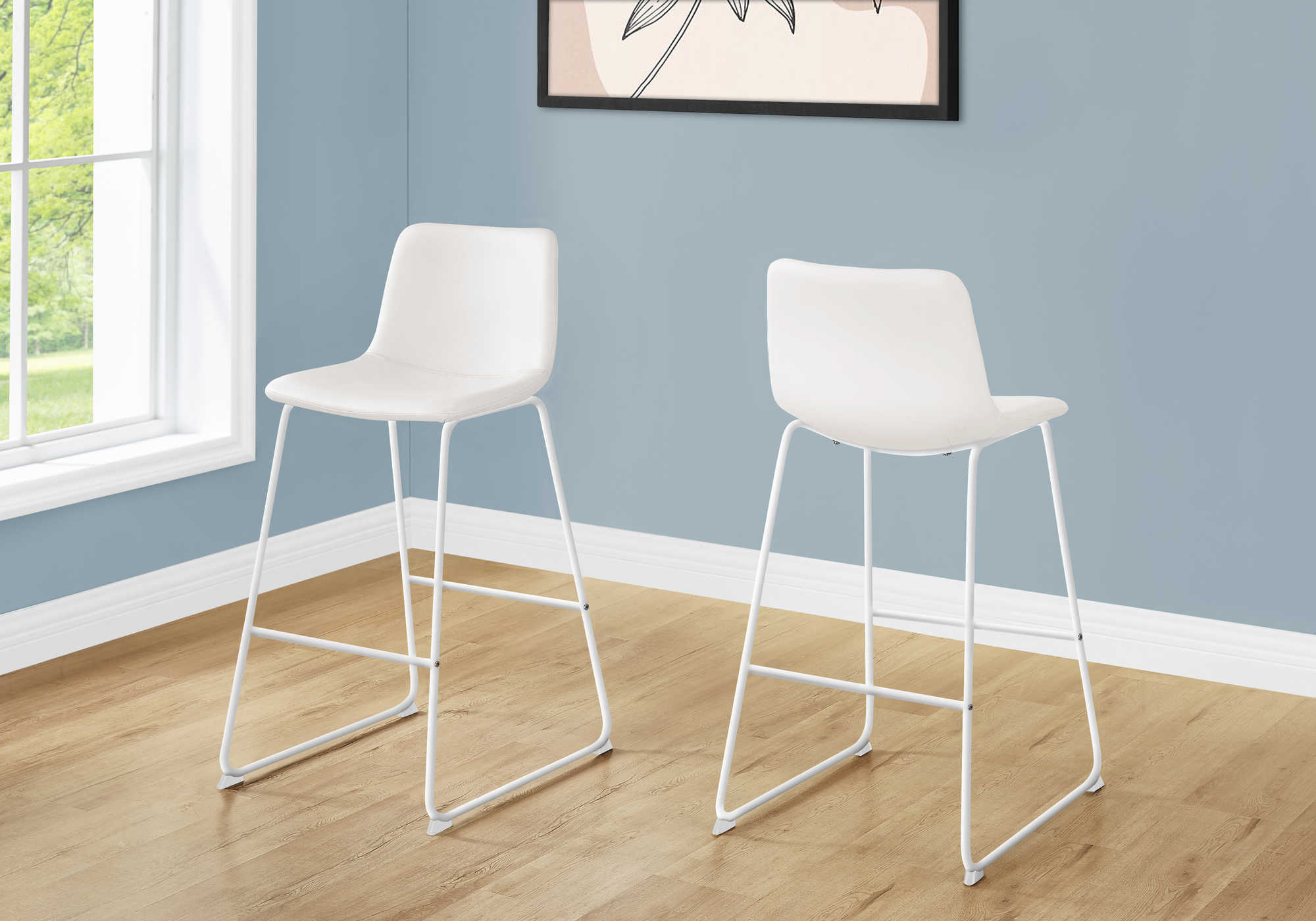 OFFICE CHAIR - WHITE LEATHER-LOOK / STAND-UP DESK
