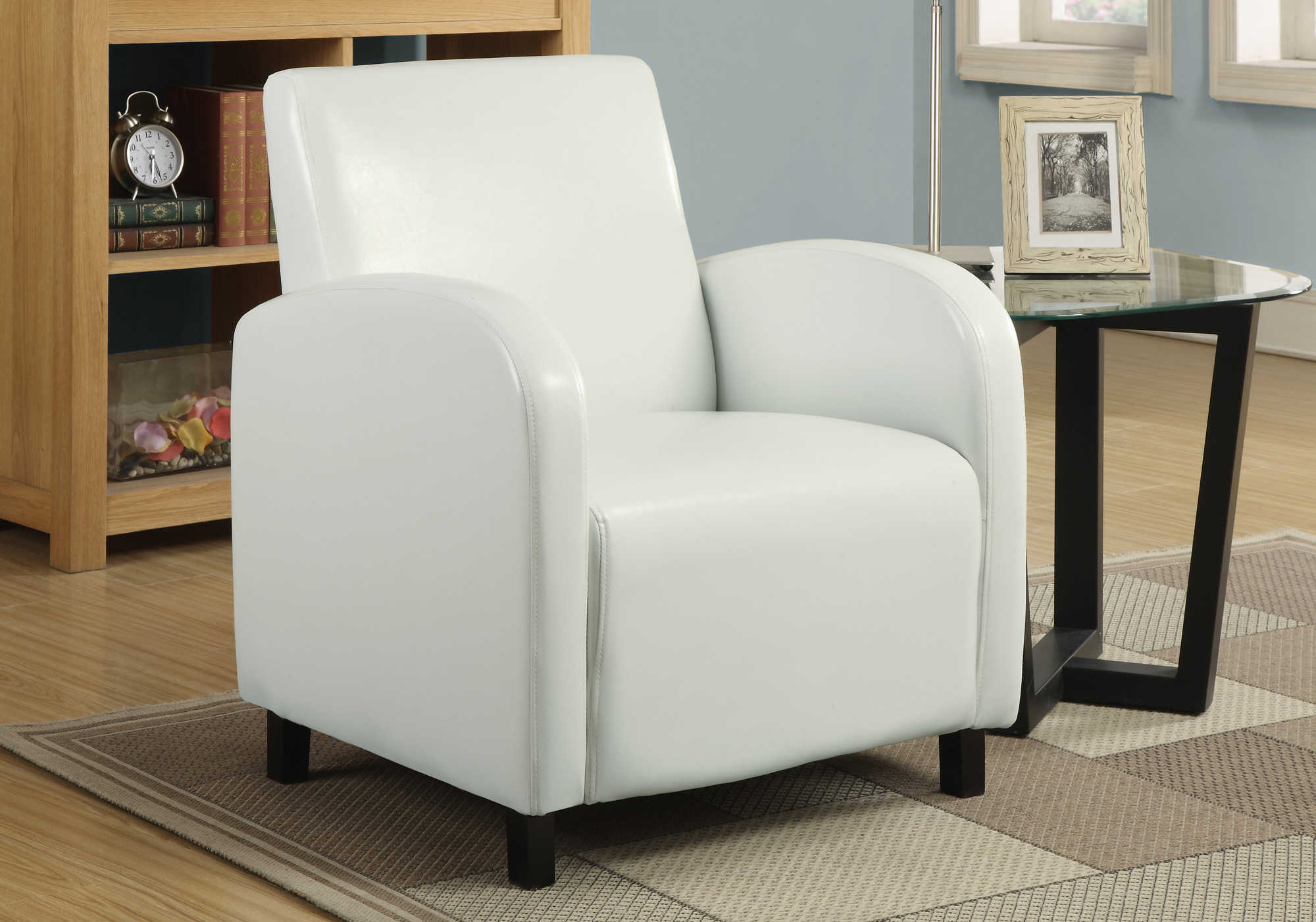 ACCENT CHAIR - WHITE LEATHER-LOOK FABRIC
