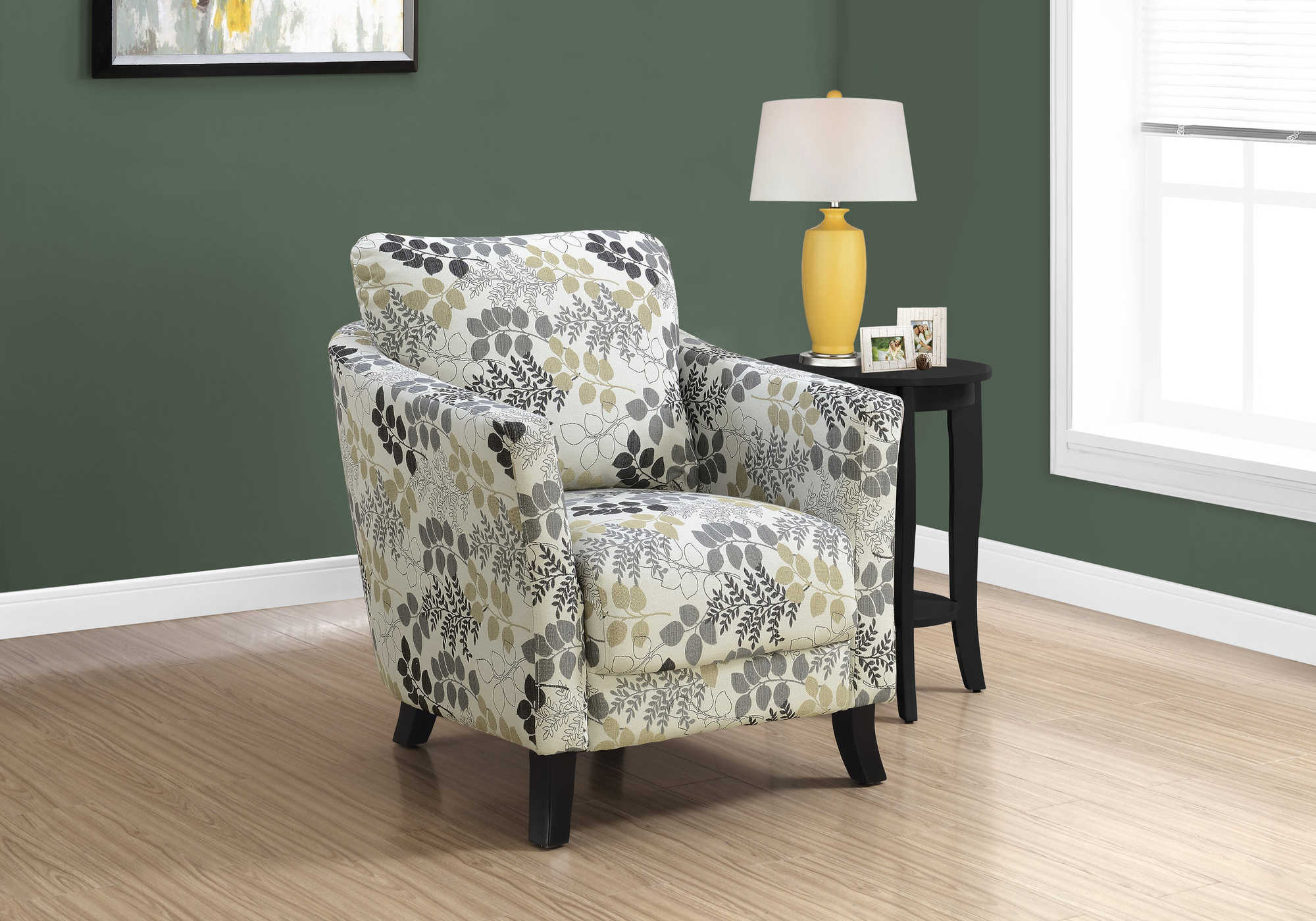 ACCENT CHAIR - EARTH TONE FLORAL FABRIC