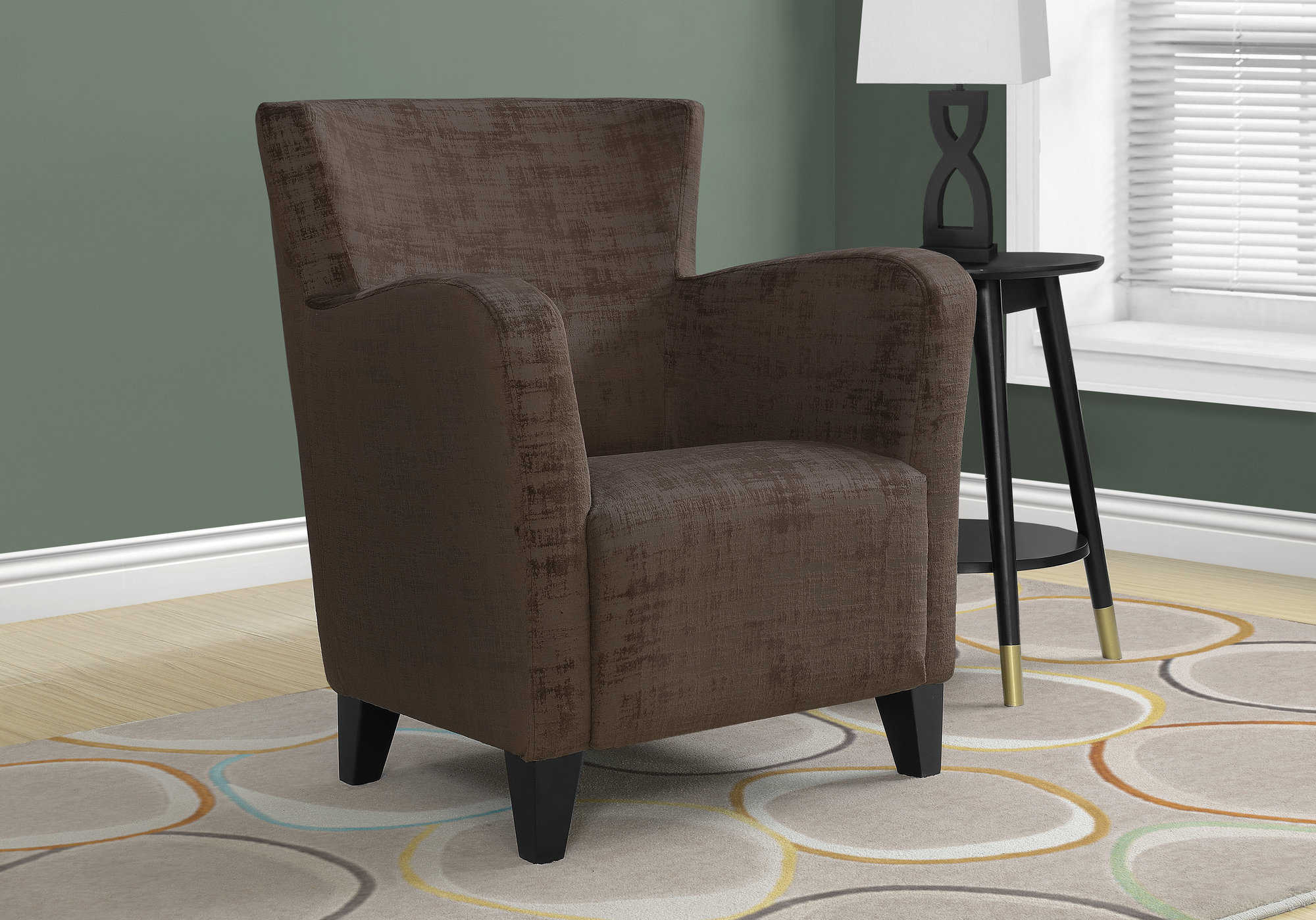 ACCENT CHAIR - BROWN BRUSHED VELVET FABRIC
